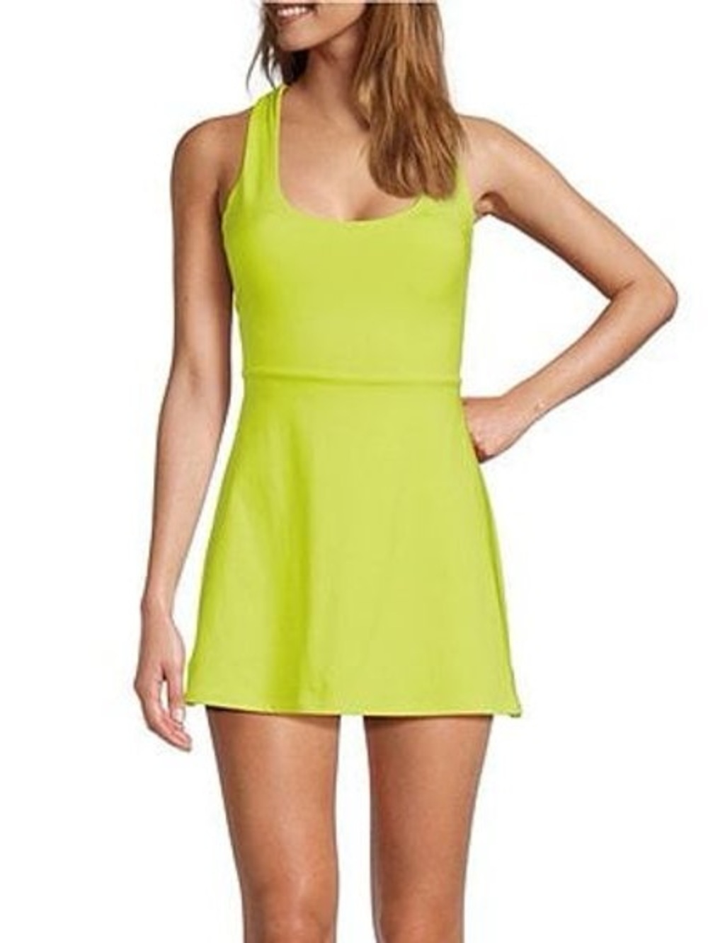 Antonio Melani Lime Green Athletic Dress - Large - Built-In Shorts Tennis Active